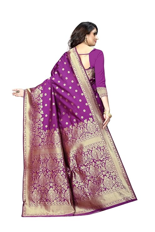 Women's Pure Soft Silk Saree With Blouse Piece For Wedding Wine Color