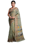 WoodenTant women?s Soft cotton silk dhakai jamdani saree without blouse