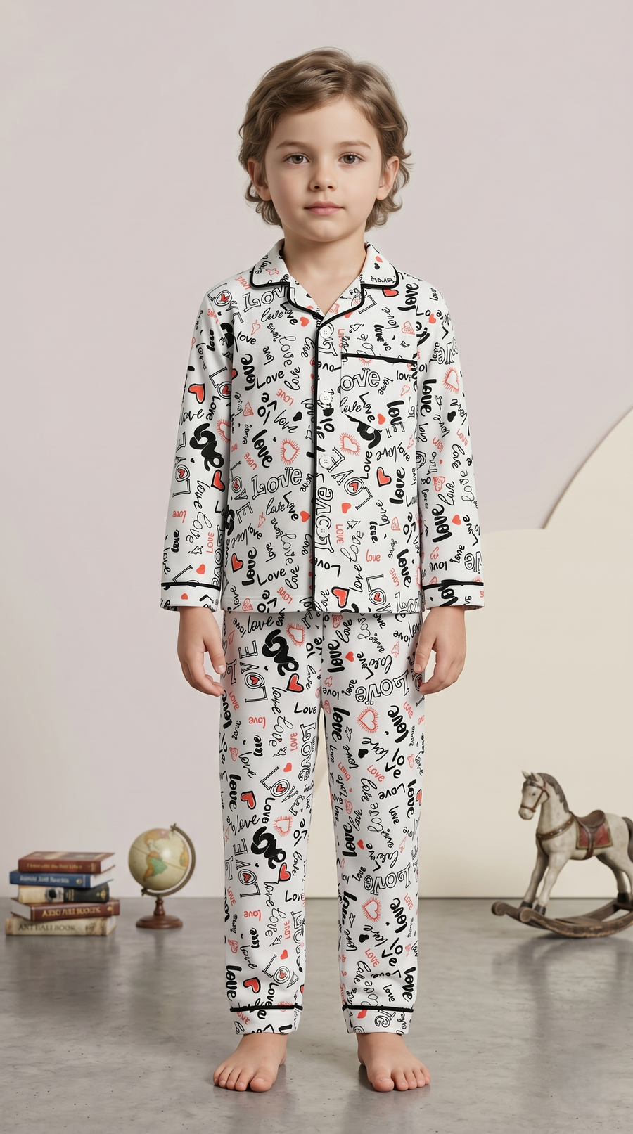 Kids Cotton Night Suit Set | Full Sleeve Button-Down Shirt & Pajama Sleepwear for Boys & Girls