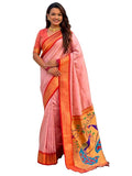 Paithani Silk Saree with Zari Woven Motifs Meenakari Peacock Paithani Pallu Red Gadwal Zari Border Contrast Brocade Blouse Traditional Wedding Sari PINK