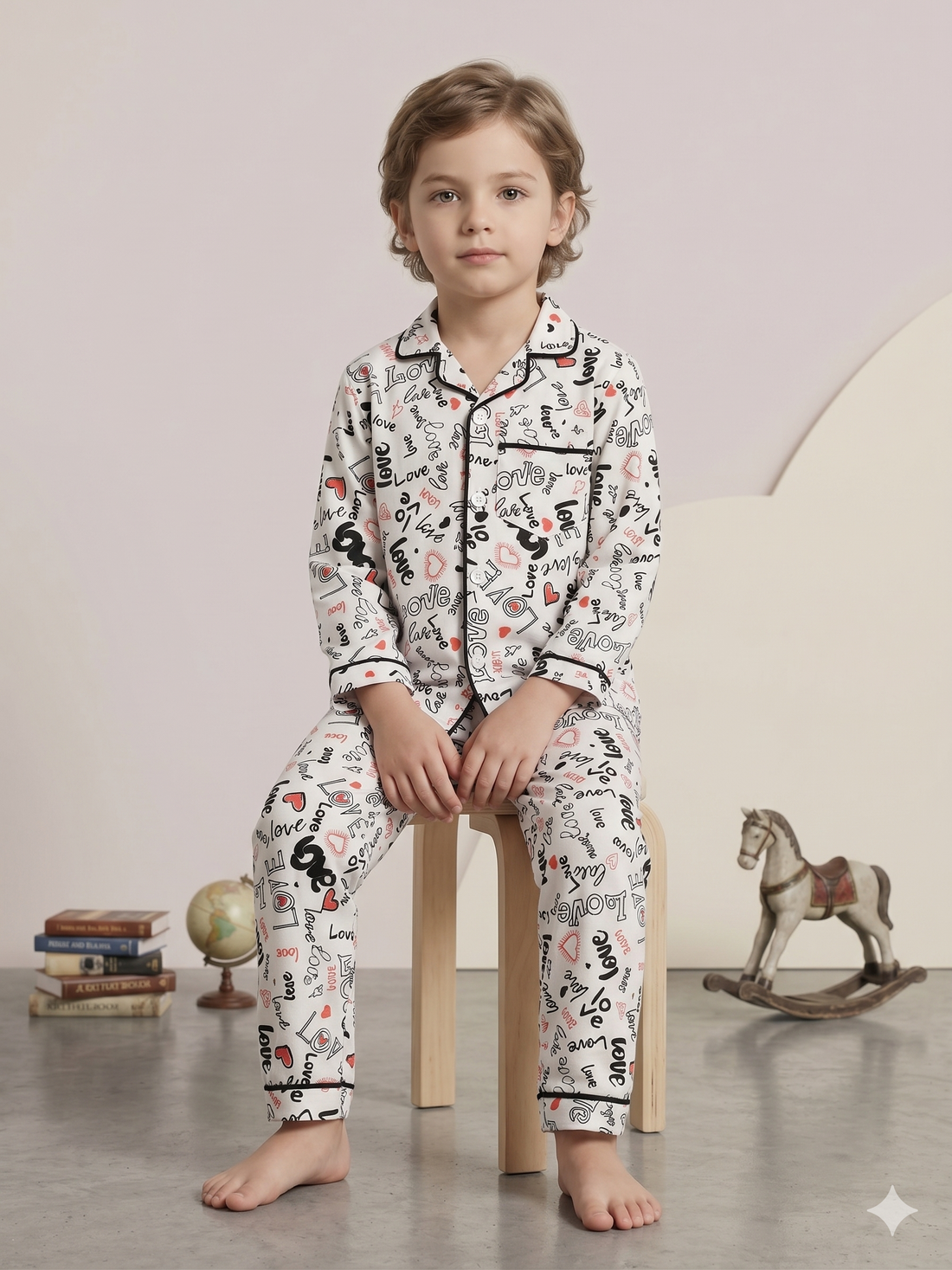 Kids Cotton Night Suit Set | Full Sleeve Button-Down Shirt & Pajama Sleepwear for Boys & Girls