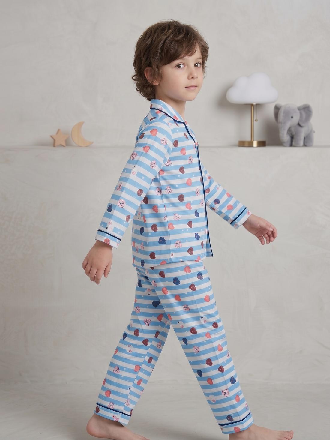 Kids Cotton Night Suit Set | Full Sleeve Button-Down Shirt & Pajama Sleepwear for Boys & Girls