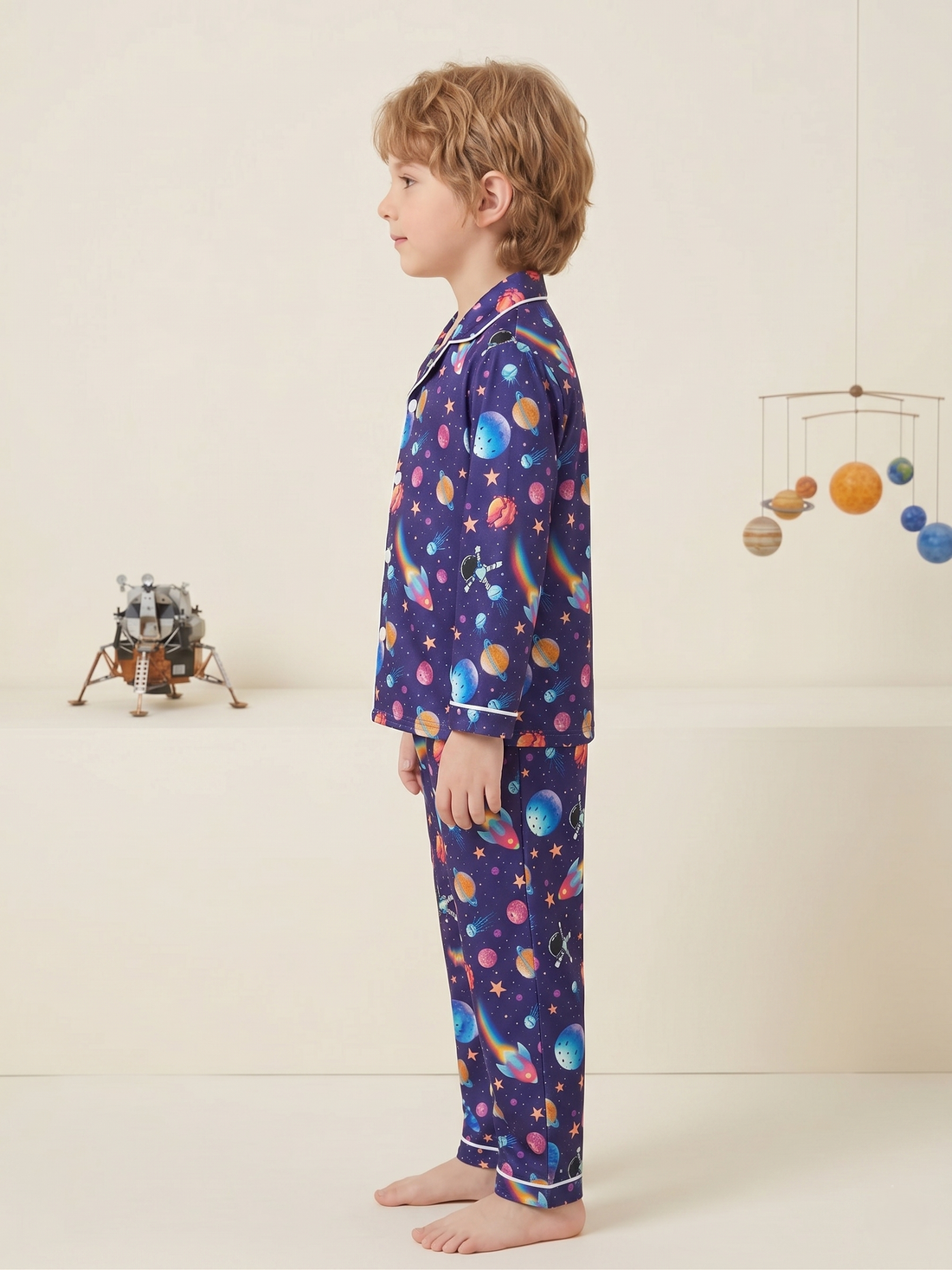 Kids Cotton Night Suit Set | Full Sleeve Button-Down Shirt & Pajama Sleepwear for Boys & Girls