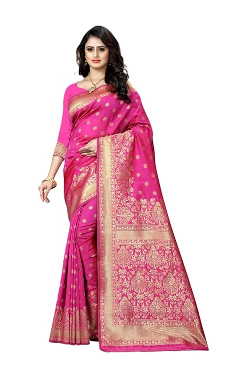 Women's Pure Soft Silk Saree With Blouse Piece For Wedding Navy Blue