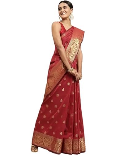 Women's Pure Soft Silk Saree With Blouse Piece For Wedding