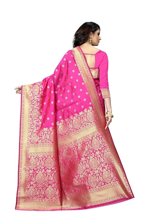 Women's Pure Soft Silk Saree With Blouse Piece For Wedding Navy Blue