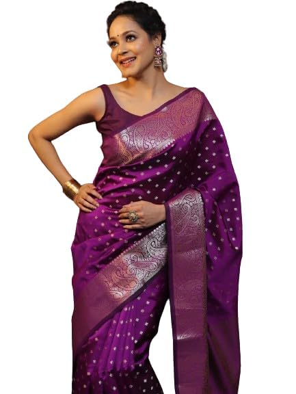 Women's Pure Soft Silk Saree With Blouse Piece For Wedding