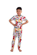 Unisex Pure Cotton Short Sleeve Kids Night Dress for Boys & Girls Nightwear/Sleepsuit/Sleepwear/Loungewear Night Suit for Boys and Girls Top and Pyjama Combo Set