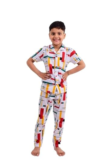 Unisex Pure Cotton Short Sleeve Kids Night Dress for Boys & Girls Nightwear/Sleepsuit/Sleepwear/Loungewear Night Suit for Boys and Girls Top and Pyjama Combo Set