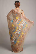 WoodenTant women?s Soft cotton silk dhakai jamdani saree without blouse piece Beige