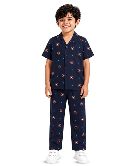 Unisex Pure Cotton Short Sleeve Kids Night Dress for Boys & Girls Nightwear/Sleepsuit/Sleepwear/Loungewear Night Suit for Boys and Girls Top and Pyjama Combo Set