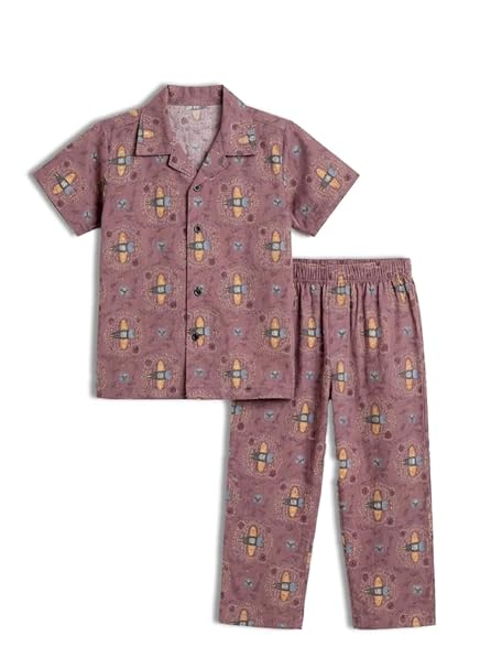 Unisex Pure Cotton Short Sleeve Kids Night Dress for Boys & Girls Nightwear/Sleepsuit/Sleepwear/Loungewear Night Suit for Boys and Girls Top and Pyjama Combo Set