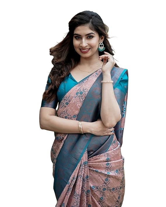 Women's Banarasi Kanjivaram Cotton Silk Saree With Unstitched Blouse Material