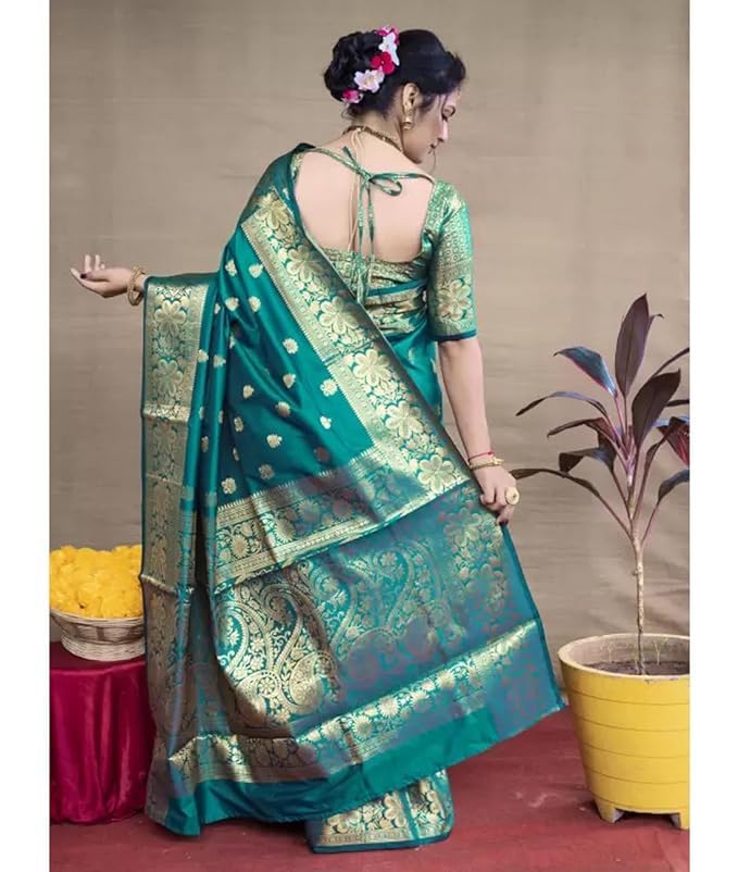 Women's Pure Soft Silk Saree With Blouse Piece For Wedding