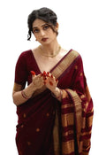 Women's Banarasi Kanjivaram Cotton Silk Saree With Unstitched Blouse Material