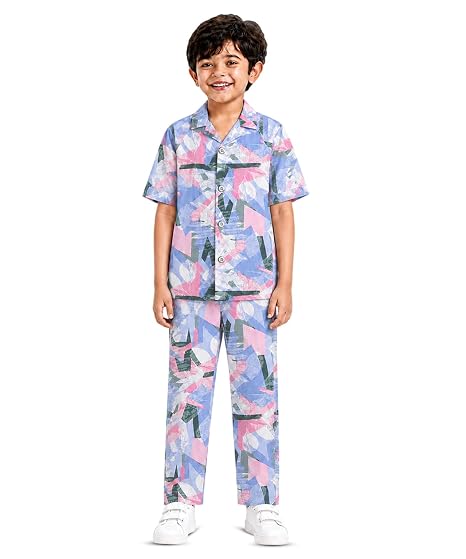 Unisex Pure Cotton Short Sleeve Kids Night Dress for Boys & Girls Nightwear/Sleepsuit/Sleepwear/Loungewear Night Suit for Boys and Girls Top and Pyjama Combo Set