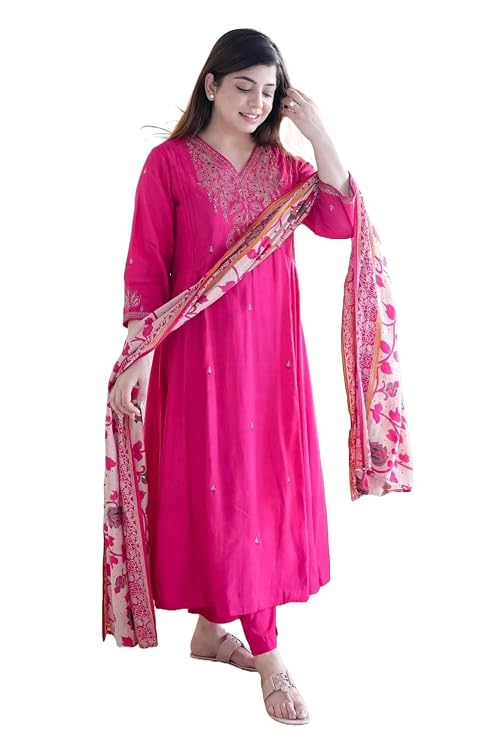 Women Embroidery Kurta and Pant Set with Dupataa
