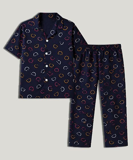 Unisex Pure Cotton Short Sleeve Kids Night Dress for Boys & Girls Nightwear/Sleepsuit/Sleepwear/Loungewear Night Suit for Boys and Girls Top and Pyjama Combo Set