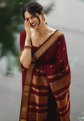 Women's Banarasi Kanjivaram Cotton Silk Saree With Unstitched Blouse Material