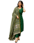 Women Viscose Printed | Kurti Set Woman | Kurta Pant Dupatta 3 Piece Outfit | V-Neck Elbow Length Sleeve Straight Fit Ethnic Wear Ladies Dress Stylish Traditional Clothing