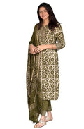 Women's Printed Straight Kurta and Pant with Dupatta Set