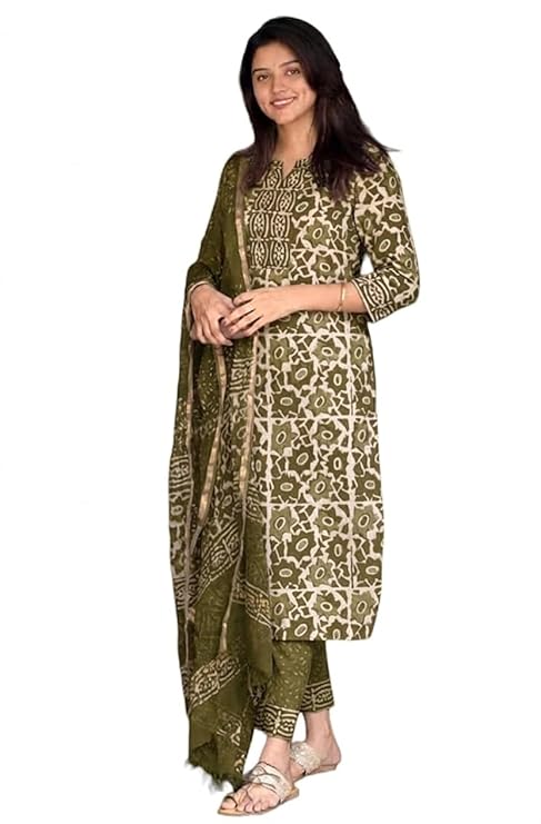 Women's Printed Straight Kurta and Pant with Dupatta Set