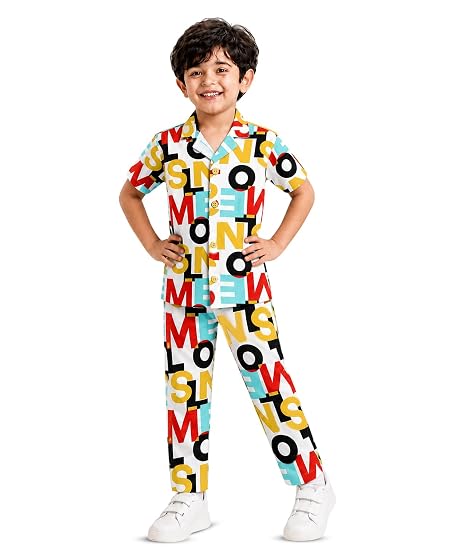Unisex Pure Cotton Short Sleeve Kids Night Dress for Boys & Girls Nightwear/Sleepsuit/Sleepwear/Loungewear Night Suit for Boys and Girls Top and Pyjama Combo Set