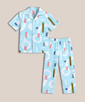 Unisex Pure Cotton Short Sleeve Kids Night Dress for Boys & Girls Nightwear/Sleepsuit/Sleepwear/Loungewear Night Suit for Boys and Girls Top and Pyjama Combo Set