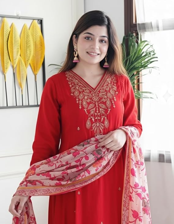 Women Embroidery Kurta and Pant Set with Dupataa