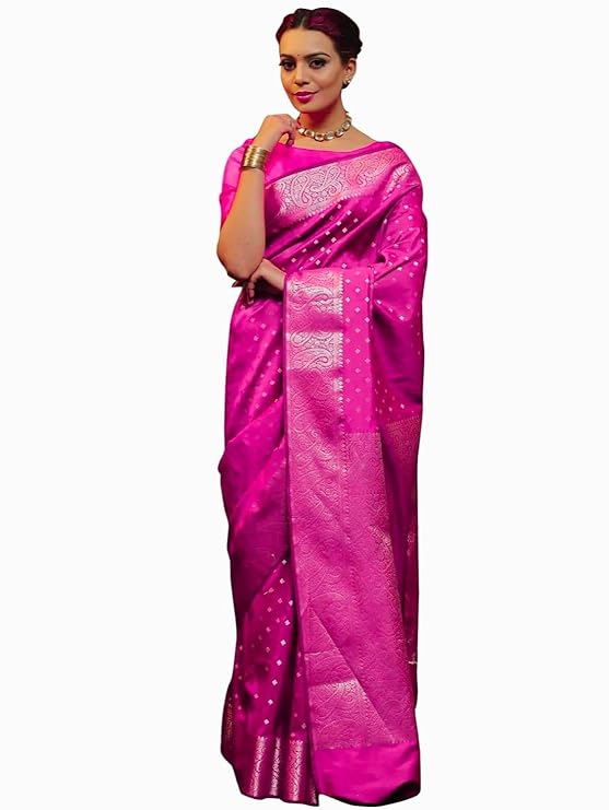 Women's Pure Soft Silk Saree With Blouse Piece For Wedding