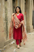 Women Viscose Printed | Kurti Set Woman | Kurta Pant Dupatta 3 Piece Outfit | V-Neck Elbow Length Sleeve Straight Fit Ethnic Wear Ladies Dress Stylish Traditional Clothing