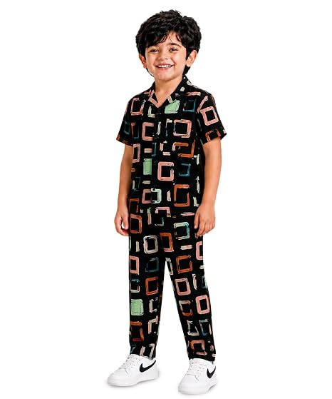 Unisex Pure Cotton Short Sleeve Kids Night Dress for Boys & Girls Nightwear/Sleepsuit/Sleepwear/Loungewear Night Suit for Boys and Girls Top and Pyjama Combo Set