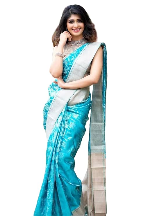 Women's Banarasi Kanjivaram Cotton Silk Saree With Unstitched Blouse Material