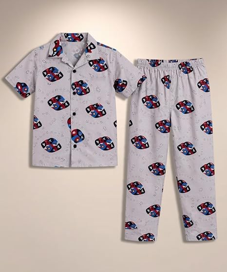 Unisex Pure Cotton Short Sleeve Kids Night Dress for Boys & Girls Nightwear/Sleepsuit/Sleepwear/Loungewear Night Suit for Boys and Girls Top and Pyjama Combo Set