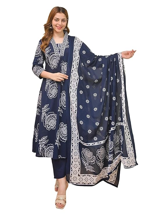 Women Printed A-Line Kurta and Pant Set with Dupatta | Printed Kurta Set | A-Line Kurta Set | Women Kurta Sets | Summer Suit |