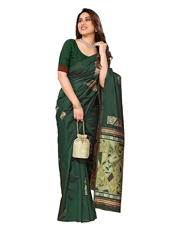 Women's Kanjivaram Banarasi Soft Silk Saree With Unstitched Blouse Piece