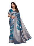 Women's Banarasi Kanjivaram Cotton Silk Saree With Unstitched Blouse Material