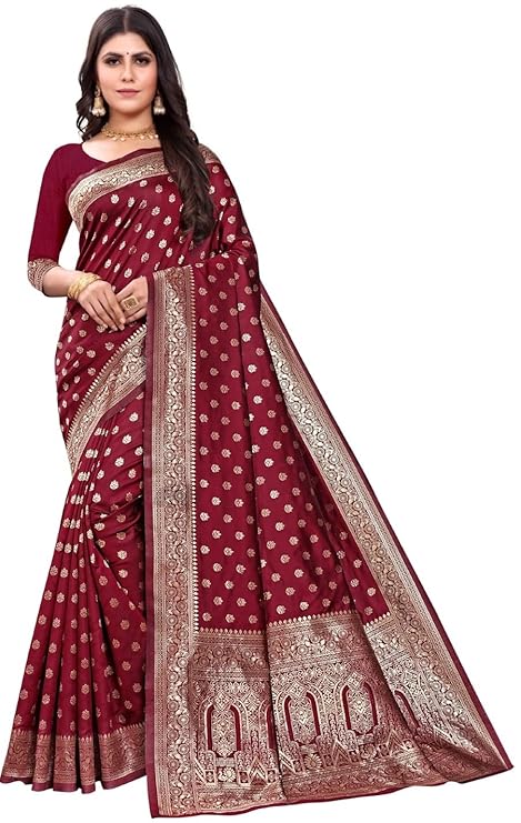 Women's Pure Kanjivaram Silk Saree Soft Design With Blouse Piece For Wedding
