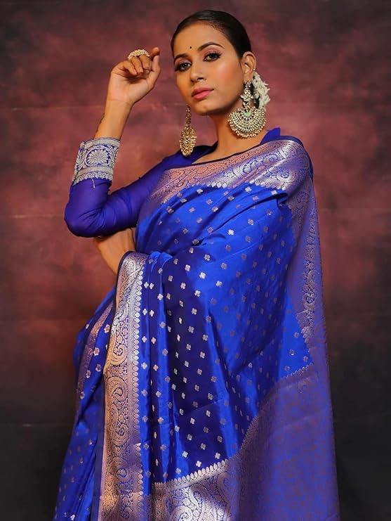 Women's Pure Soft Silk Saree With Blouse Piece For Wedding