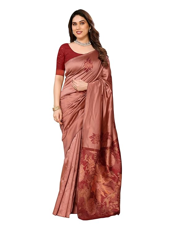 Women's Kanjivaram Banarasi Soft Silk Saree With Unstitched Blouse Piece