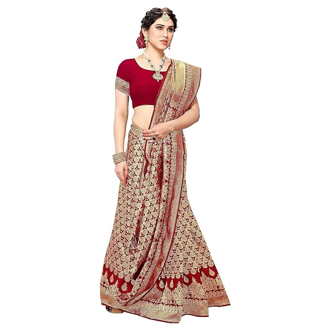 Women's Trendy Banarasi Kanjivaram Navy Color Art Silk Saree with Blouse Material