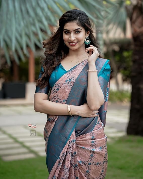 Women's Banarasi Kanjivaram Cotton Silk Saree With Unstitched Blouse Material