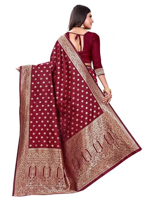 Women's Pure Kanjivaram Silk Saree Soft Design With Blouse Piece For Wedding