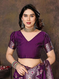 Women's Banarasi Kanjivaram Cotton Silk Saree With Unstitched Blouse Material