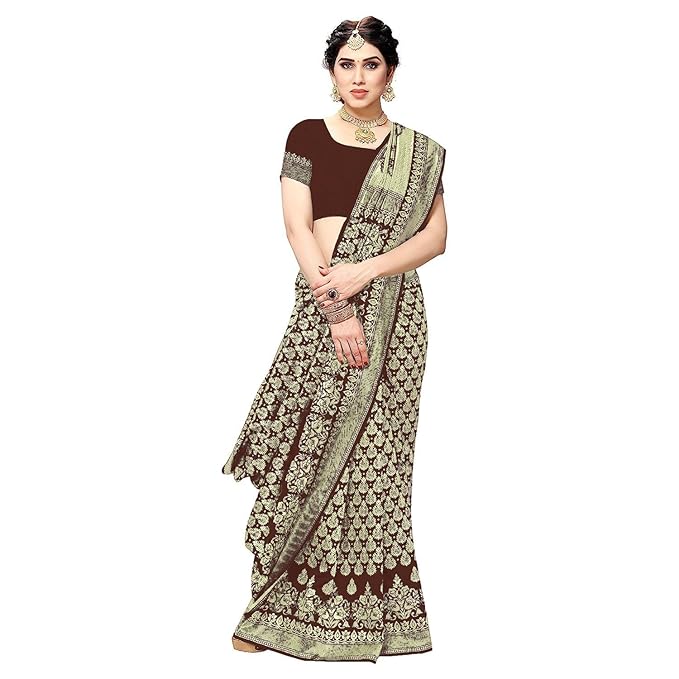 Women's Trendy Banarasi Kanjivaram Navy Color Art Silk Saree with Blouse Material