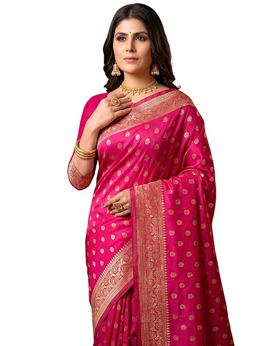 Women's Pure Kanjivaram Silk Saree Soft Design With Blouse Piece For Wedding