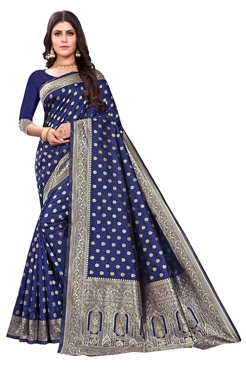 Women's Pure Kanjivaram Silk Saree Soft Design With Blouse Piece For Wedding