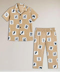 Unisex Pure Cotton Short Sleeve Kids Night Dress for Boys & Girls Nightwear/Sleepsuit/Sleepwear/Loungewear Night Suit for Boys and Girls Top and Pyjama Combo Set