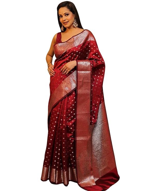 Women's Pure Soft Silk Saree With Blouse Piece For Wedding