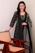 Women's Rayon Printed Anarkali Kurta and Pant with Dupatta Set